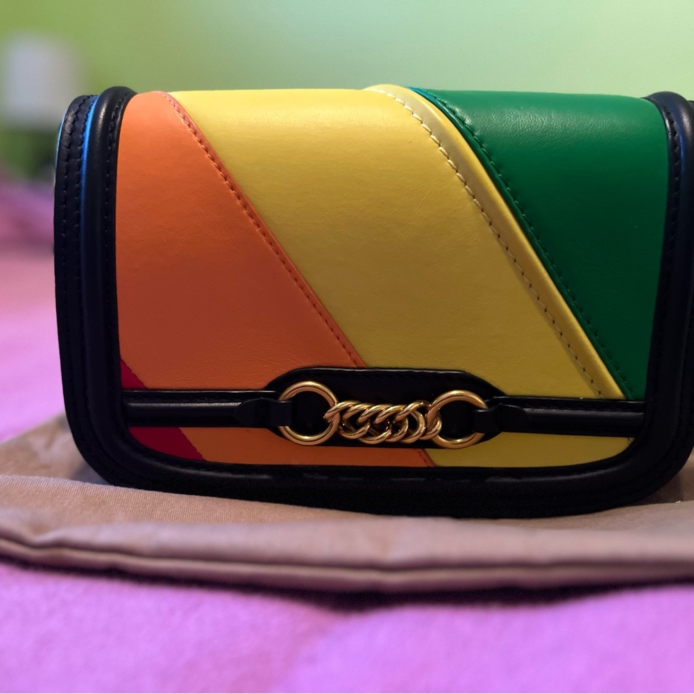 Burberry Runway Rainbow Stripe Crosslink Chain Bag Made in Italy w/Card Dust Bag - Picture 4 of 16